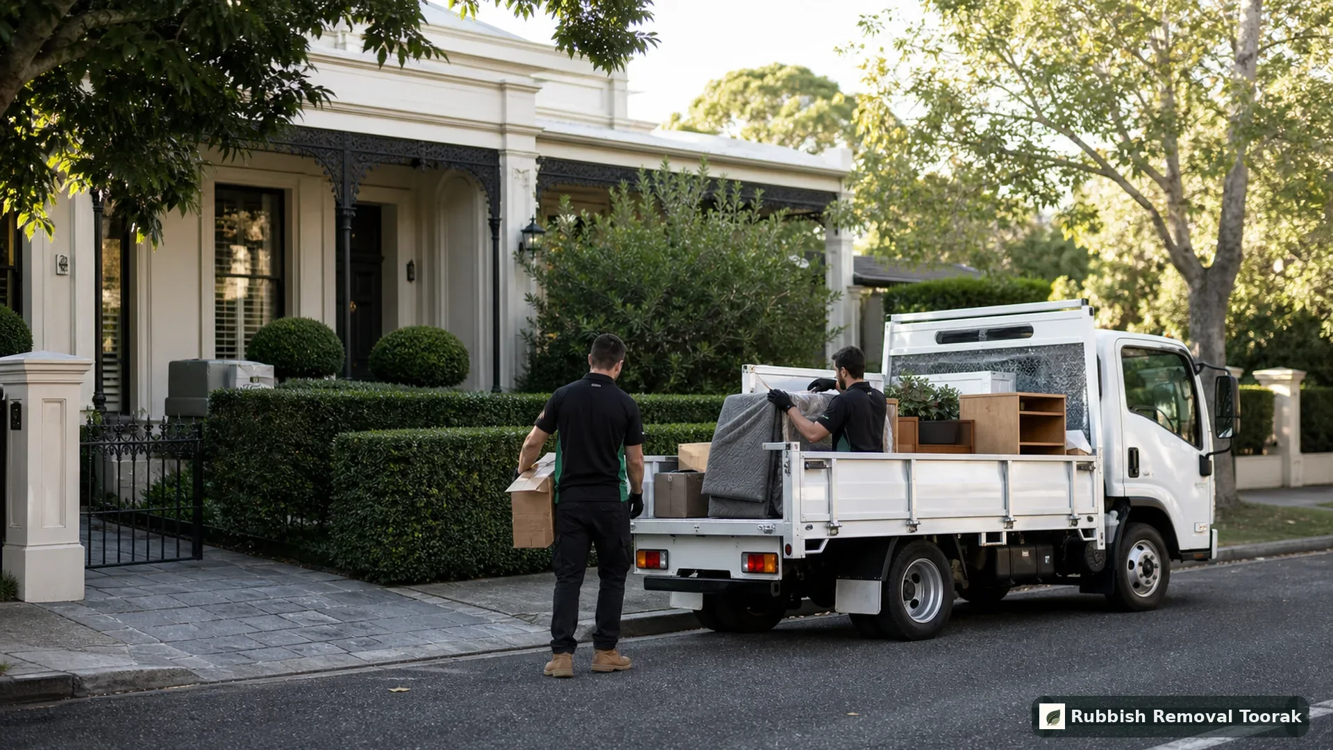 Estate rubbish removal in Toorak with boxes and furniture collected respectfully from a home