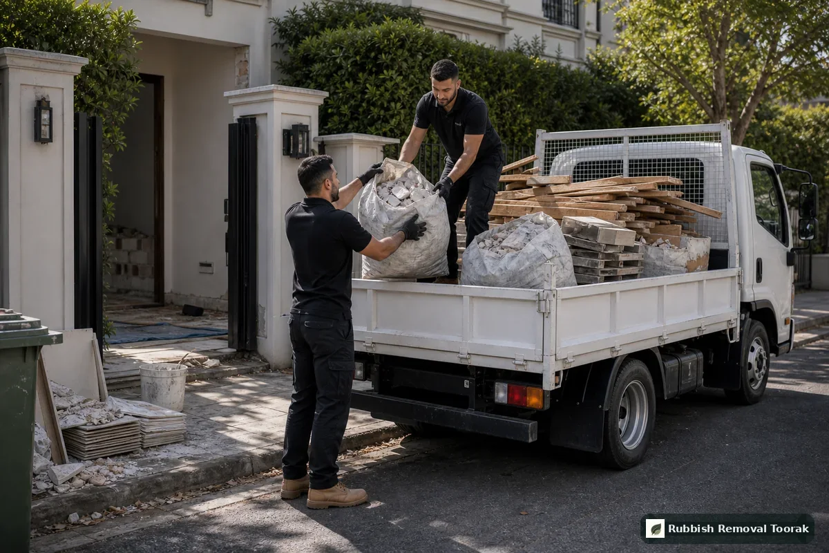 Demolition rubbish removal in Toorak with renovation debris loaded into a local truck