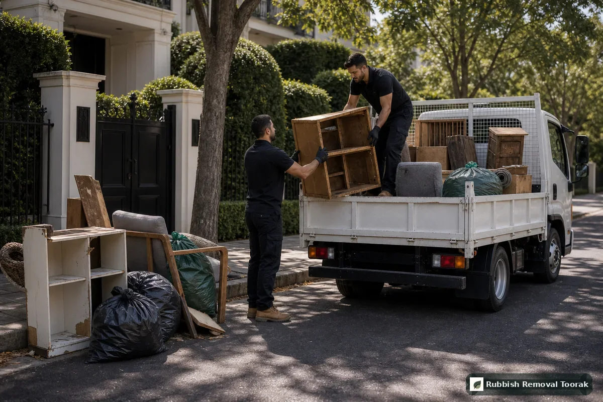 Hard waste removal in Toorak with bulky items loaded from the kerb