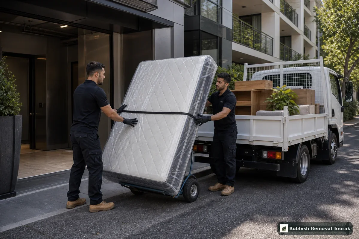 Mattress removal in Toorak with careful apartment pickup and truck loading