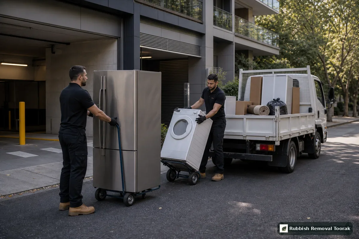 Whitegoods removal in Toorak with fridge and washing machine moved using a trolley