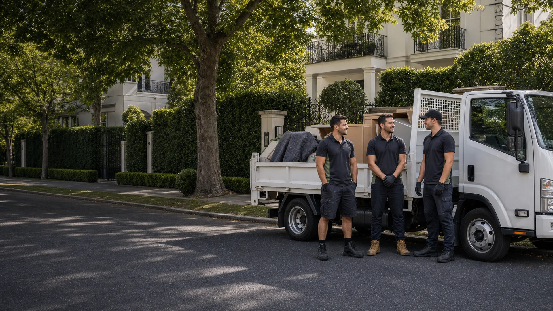 Professional rubbish removal team in Toorak with a realistic Australian light truck