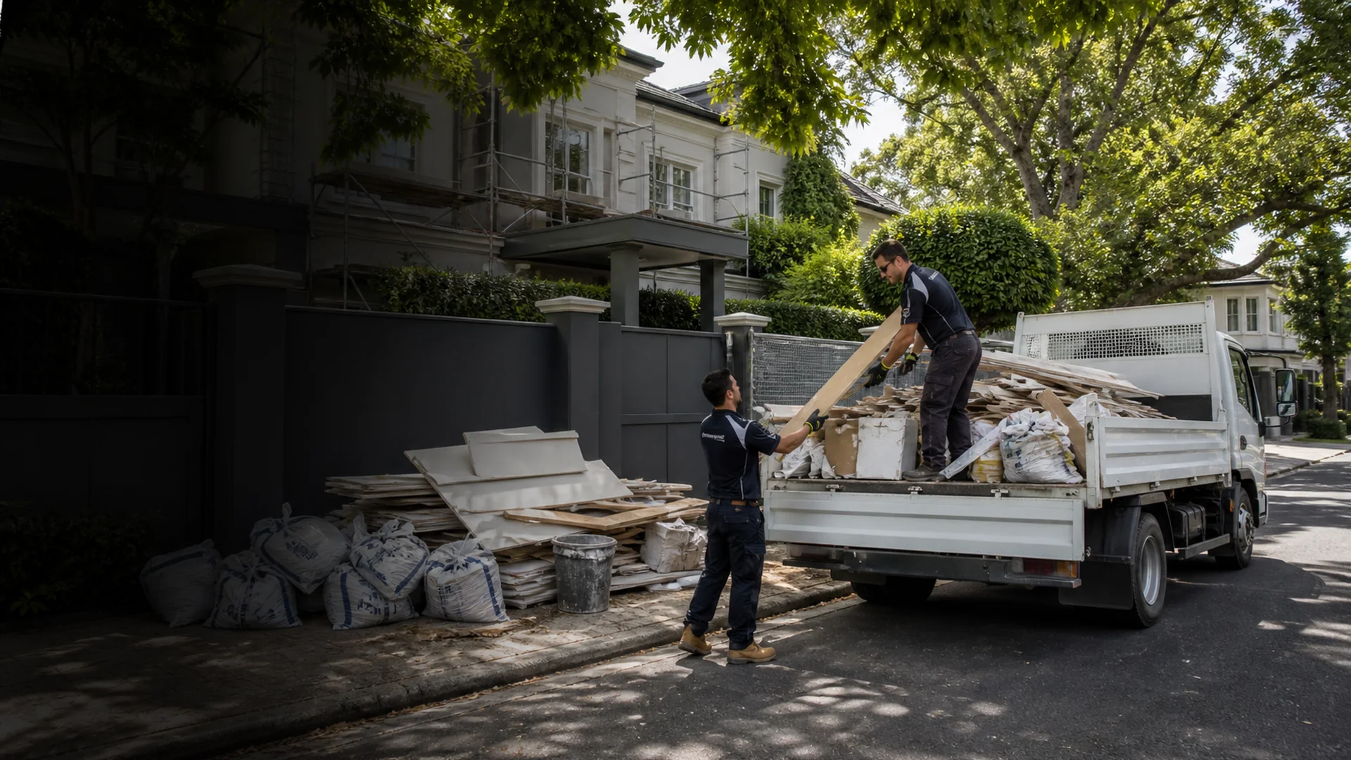 Construction Waste Removal Toorak realistic Australian rubbish removal scene
