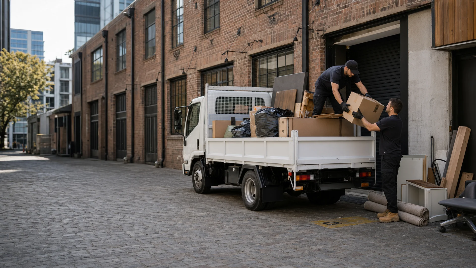 Rubbish removal Cremorne in an inner-city warehouse laneway