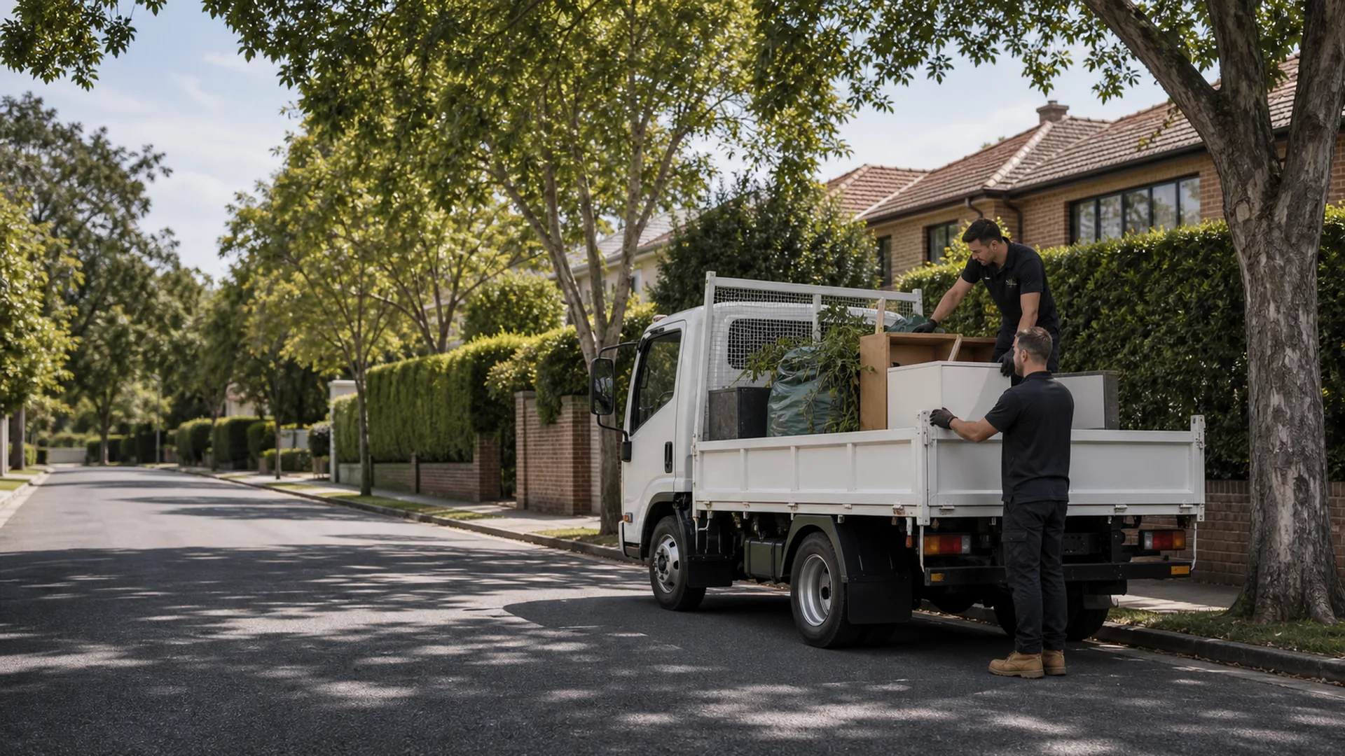 Rubbish removal Glen Iris on a leafy residential street with green waste