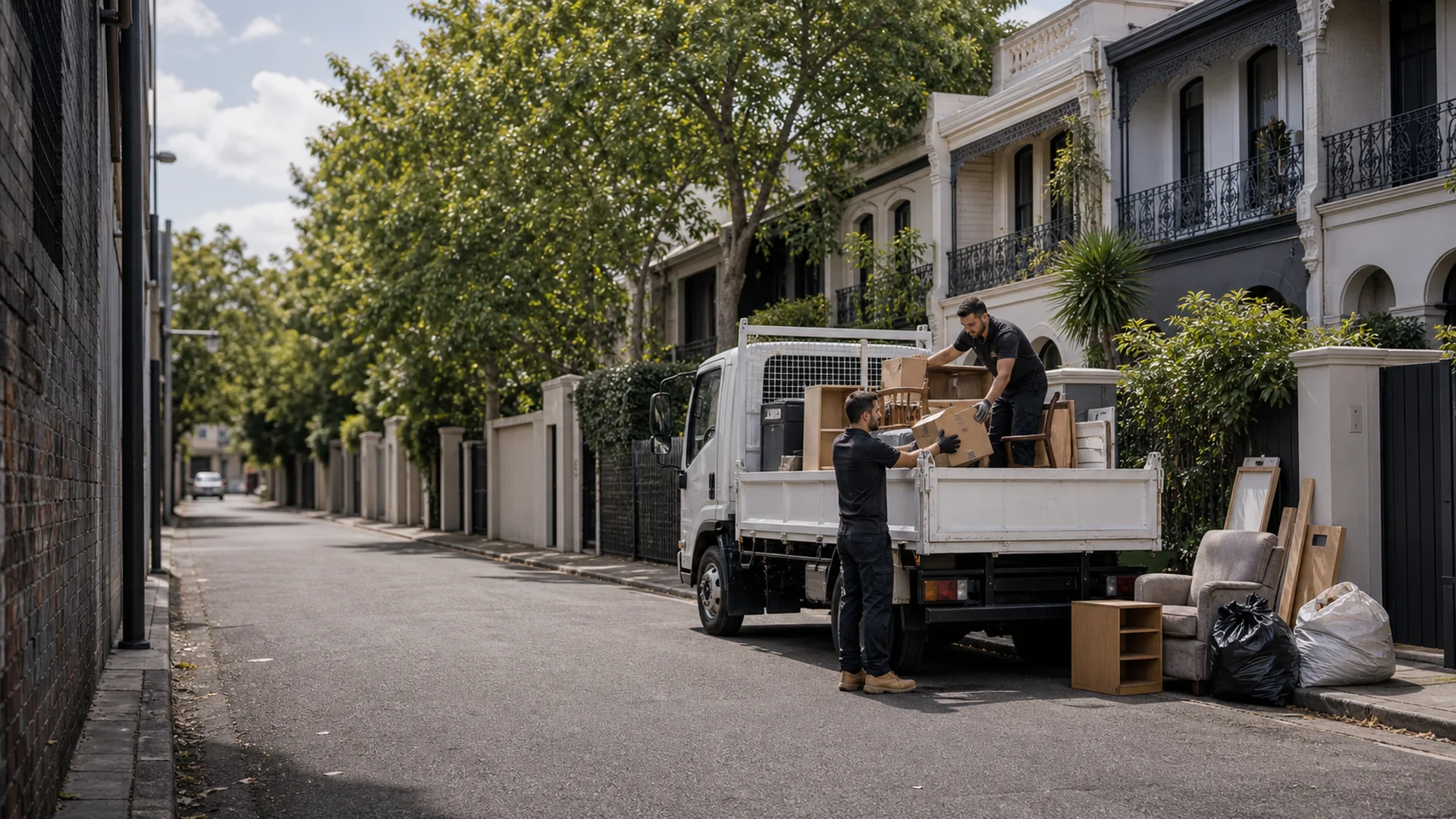 Rubbish removal Richmond in a narrow inner-city residential street
