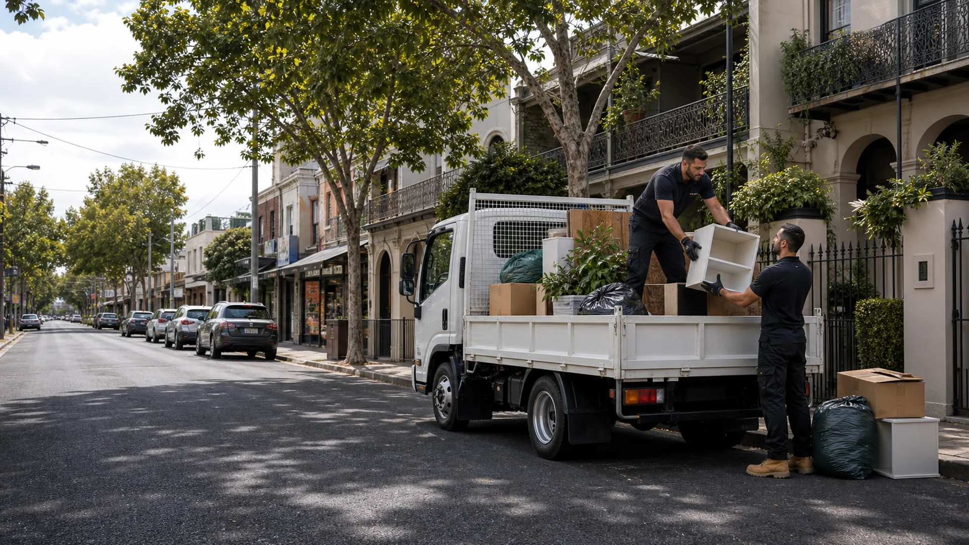 Rubbish removal Windsor with local truck on an inner-south street